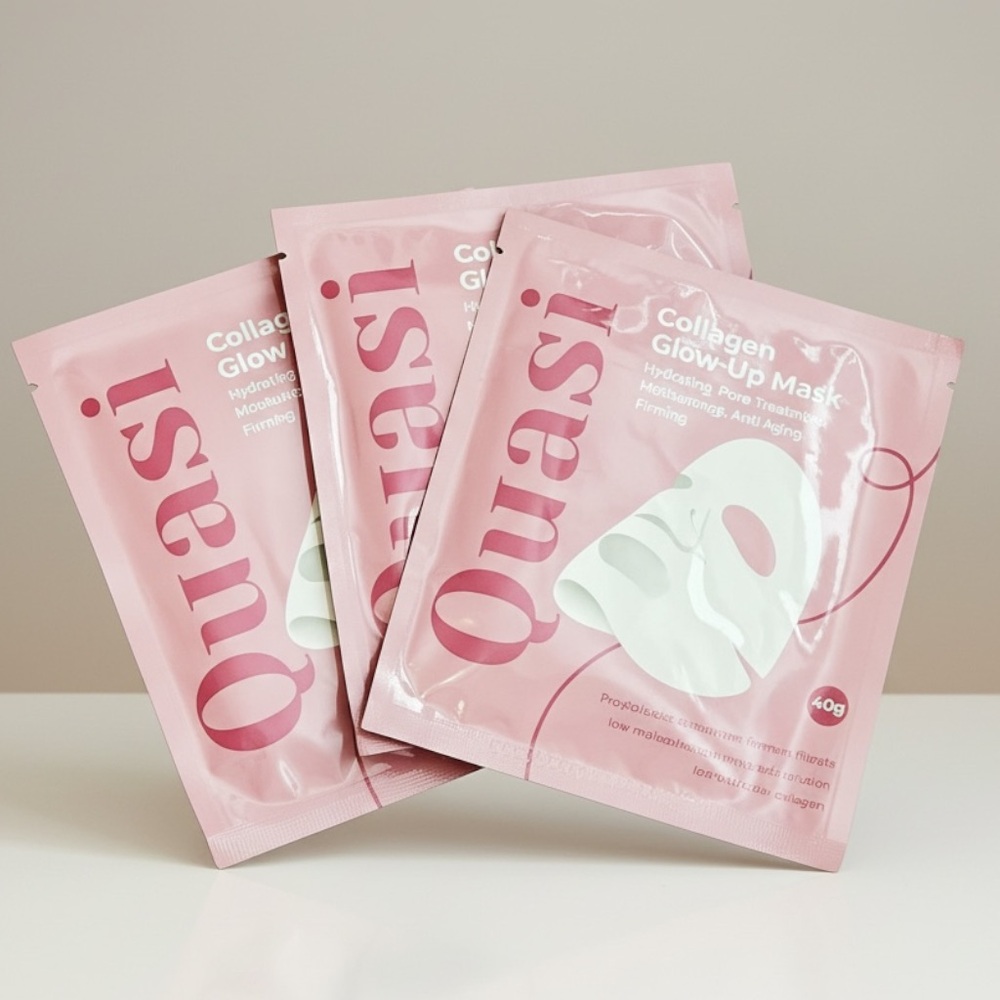 Quasi Collagen Glow Up Sheet Mask Set (3 Pack) Anti-Aging Facial Masks NEW - Picture 6 of 9